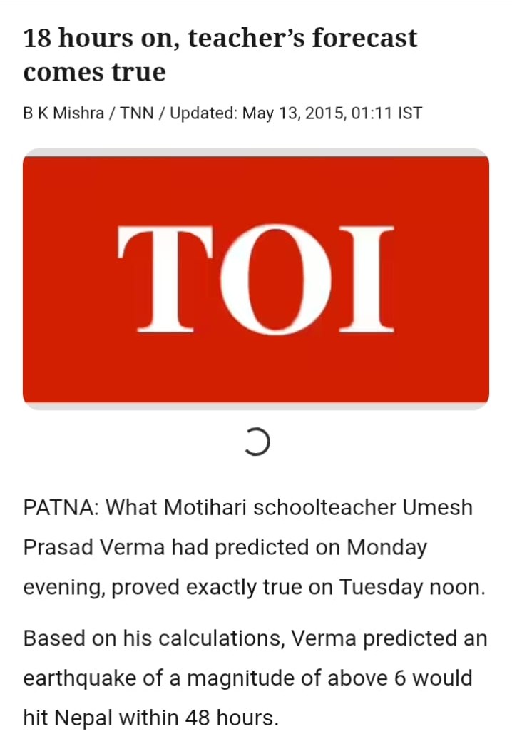 Times of India article